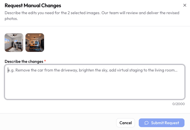Client revision request interface